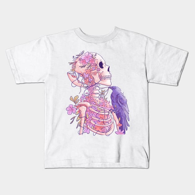 Skeleton floral Kids T-Shirt by Jess Adams